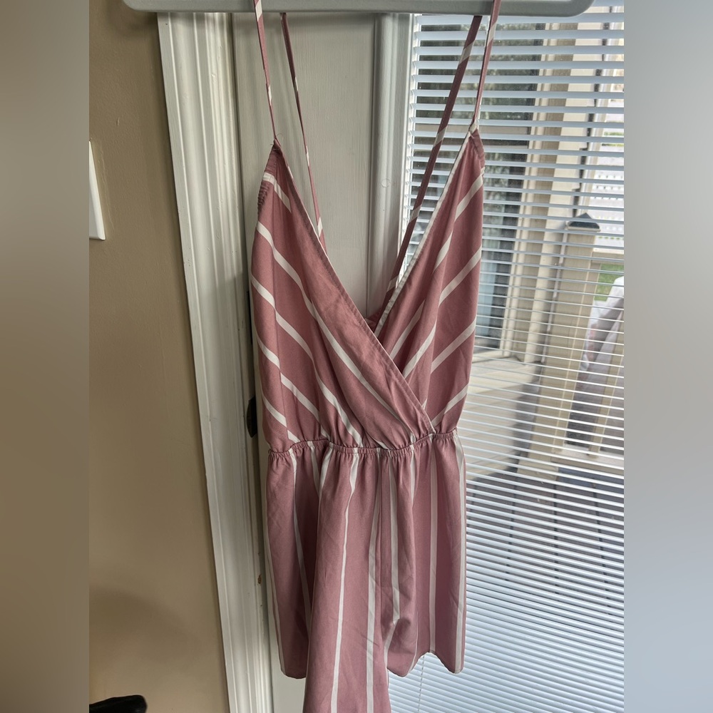 Pink and white romper